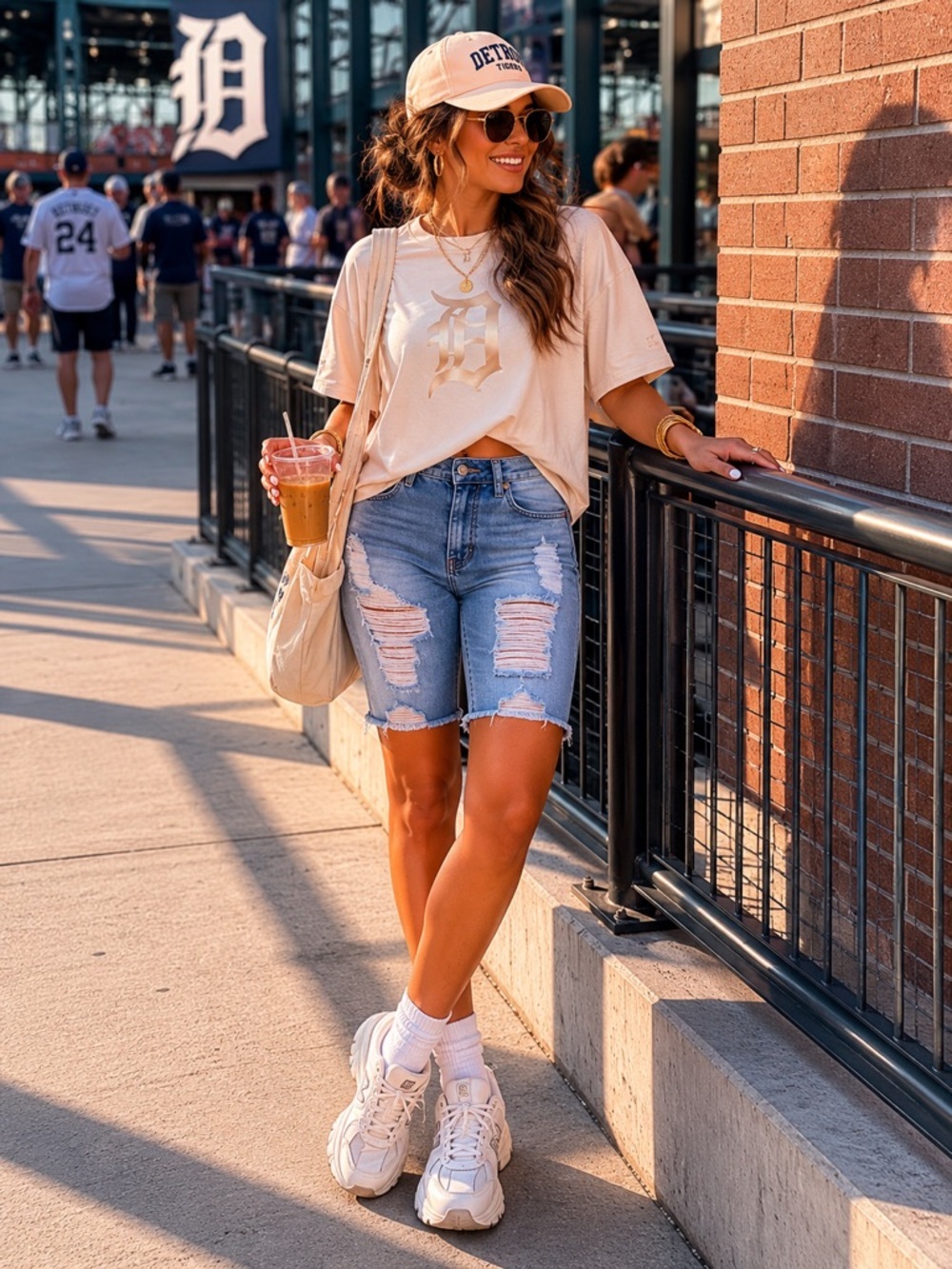 Guess Distressed Bermuda Denim Shorts | Trendy Tigers Gameday Style
